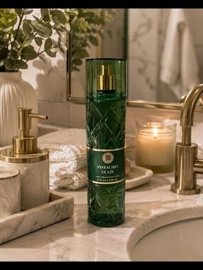Bath & Body Works Pistachio Glaze Fragrance Mist - Green with Gold Accents